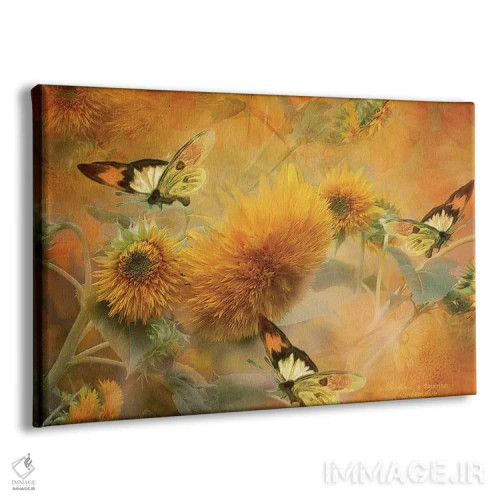 تابلو آفتابگردانها و پروانهها اثر کارول کاوالاریس - نمای پرسپکتیو محصول
