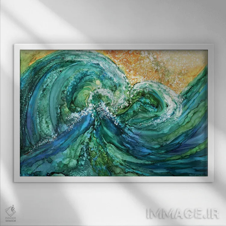 تابلو قلب اقیانوس اثر کارول کاوالاریس - نمای قابدار سفید