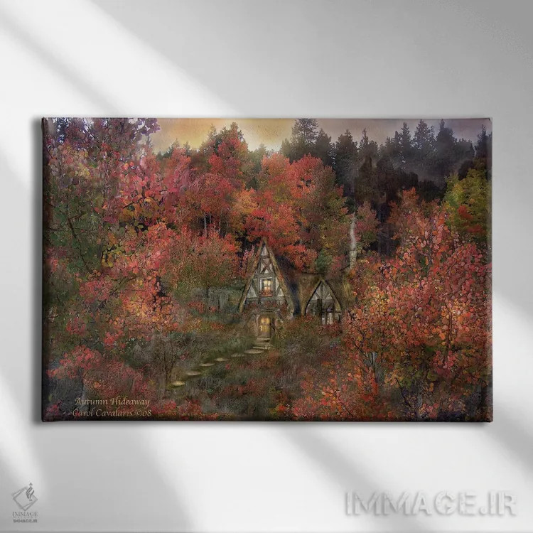 تابلو آشیانهٔ پاییزی اثر کارول کاوالاریس - نمای روبهرو روی دیوار