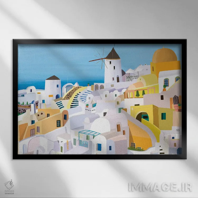 تابلو ساختمانهای یونانی I اثر کارلا دالی - نمای قابدار مشکی