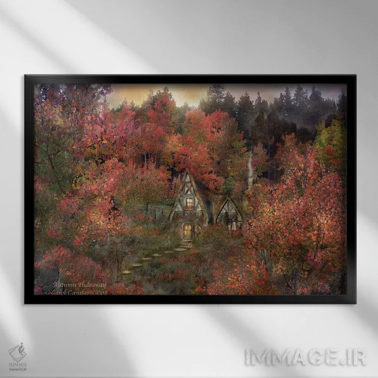 تابلو آشیانهٔ پاییزی اثر کارول کاوالاریس - نمای قابدار مشکی