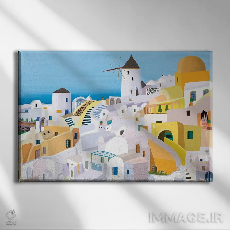 تابلو ساختمانهای یونانی I اثر کارلا دالی - نمای روبهرو روی دیوار