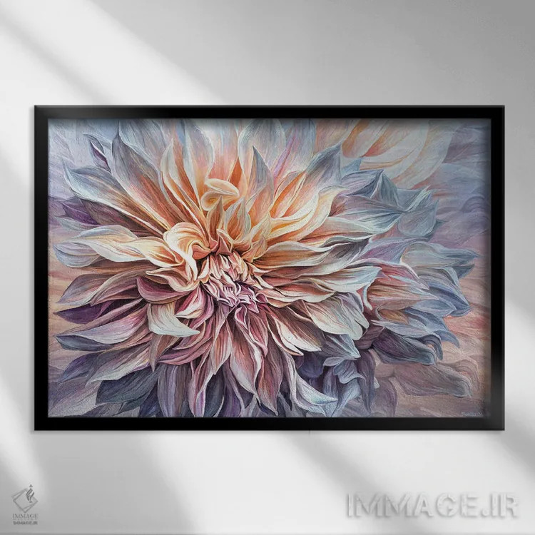 تابلو حسوحالهای گل دالیا اثر کارول کاوالاریس - نمای قابدار مشکی
