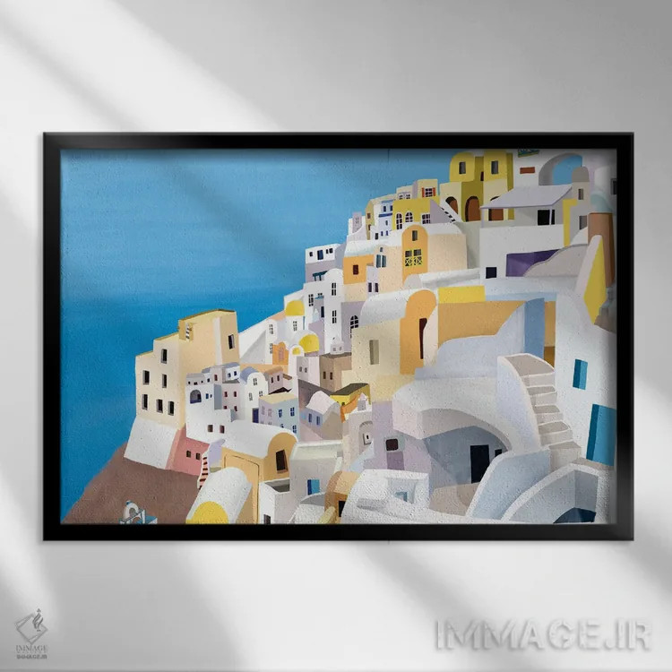 تابلو ساختمانهای یونانی II اثر کارلا دالی - نمای قابدار مشکی