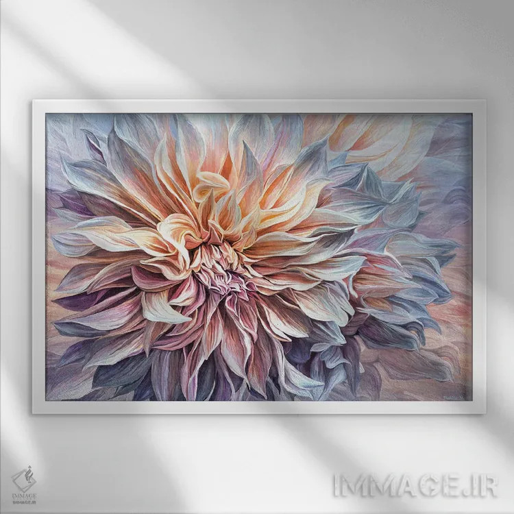 تابلو حسوحالهای گل دالیا اثر کارول کاوالاریس - نمای قابدار سفید