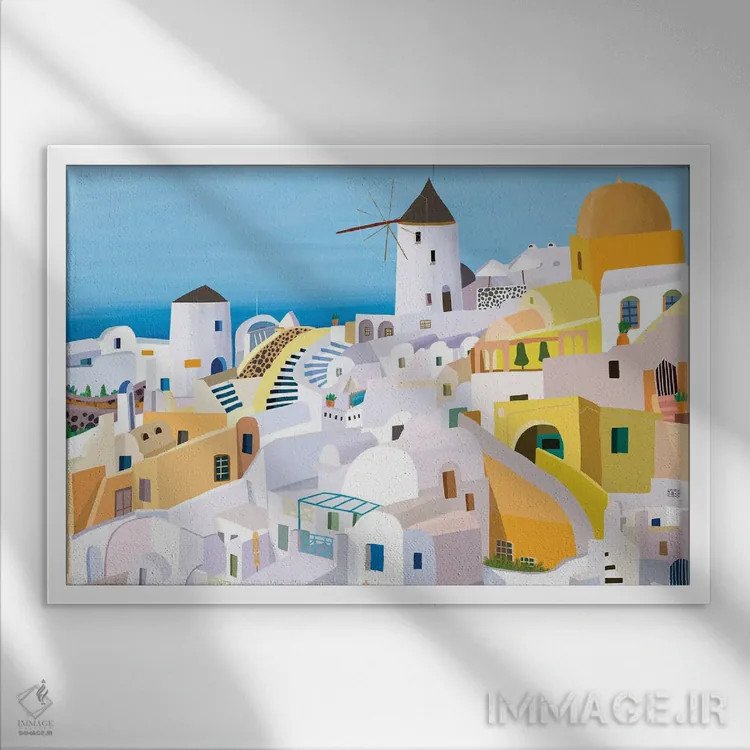 تابلو ساختمانهای یونانی I اثر کارلا دالی - نمای قابدار سفید