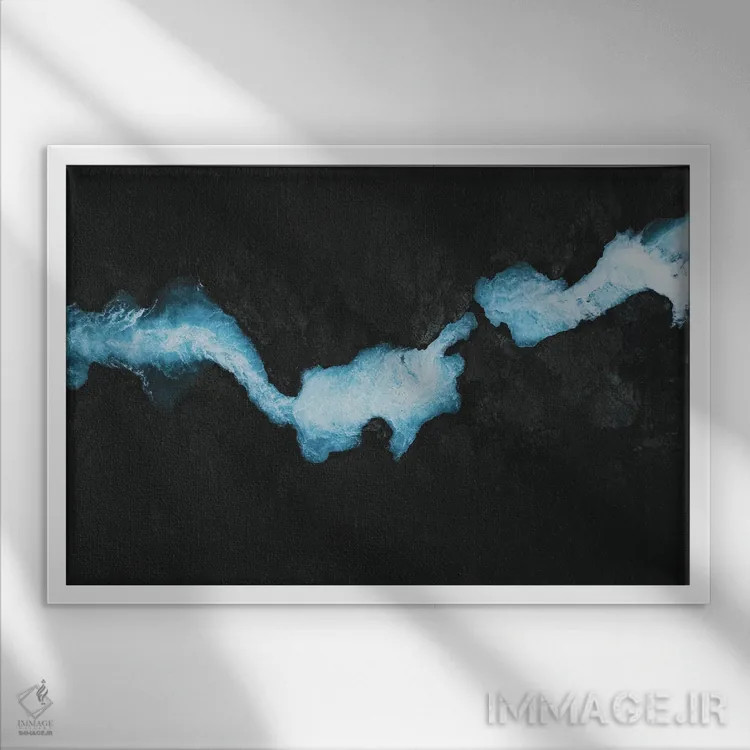 تابلو آبشار فیروزهای اثر آندریا کاروزو - نمای قابدار سفید