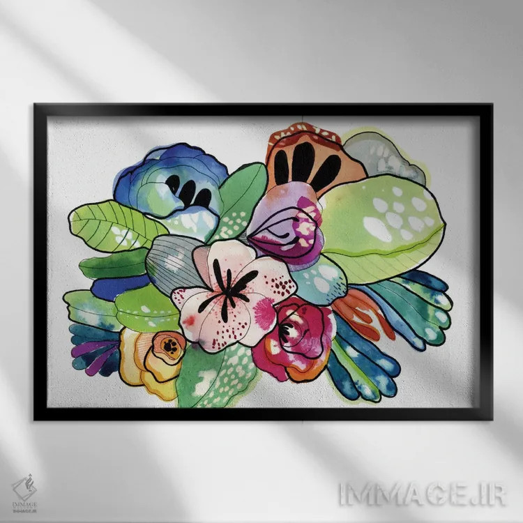 تابلو جزیرهٔ گلها اثر کایِنا بلانکا - نمای قابدار مشکی