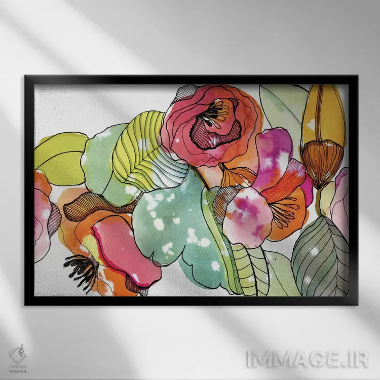 تابلو تاج گل اثر کایِنا بلانکا - نمای قابدار مشکی