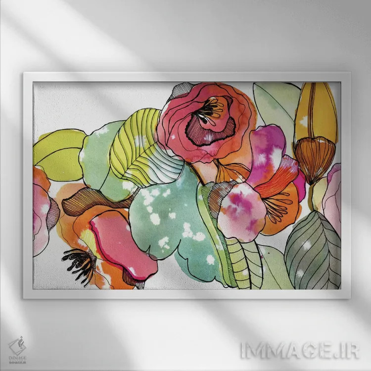 تابلو تاج گل اثر کایِنا بلانکا - نمای قابدار سفید