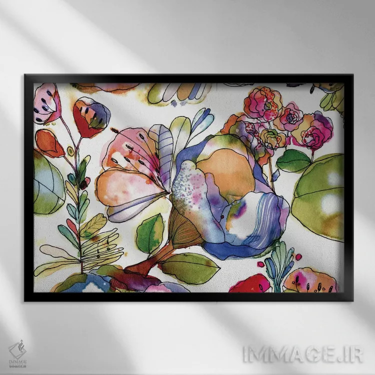 تابلو شکوفههای پاستلی اثر کایِنا بلانکا - نمای قابدار مشکی