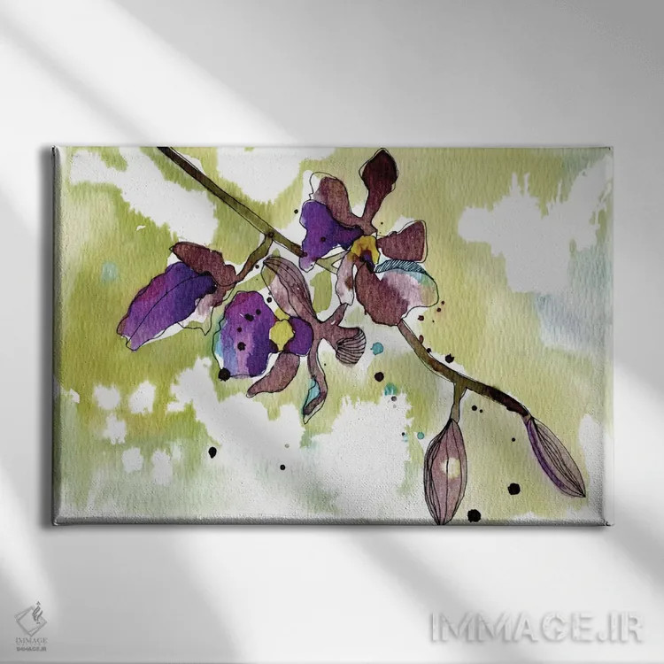 تابلو ارکیدههای بنفش اثر کایِنا بلانکا - نمای روبهرو روی دیوار