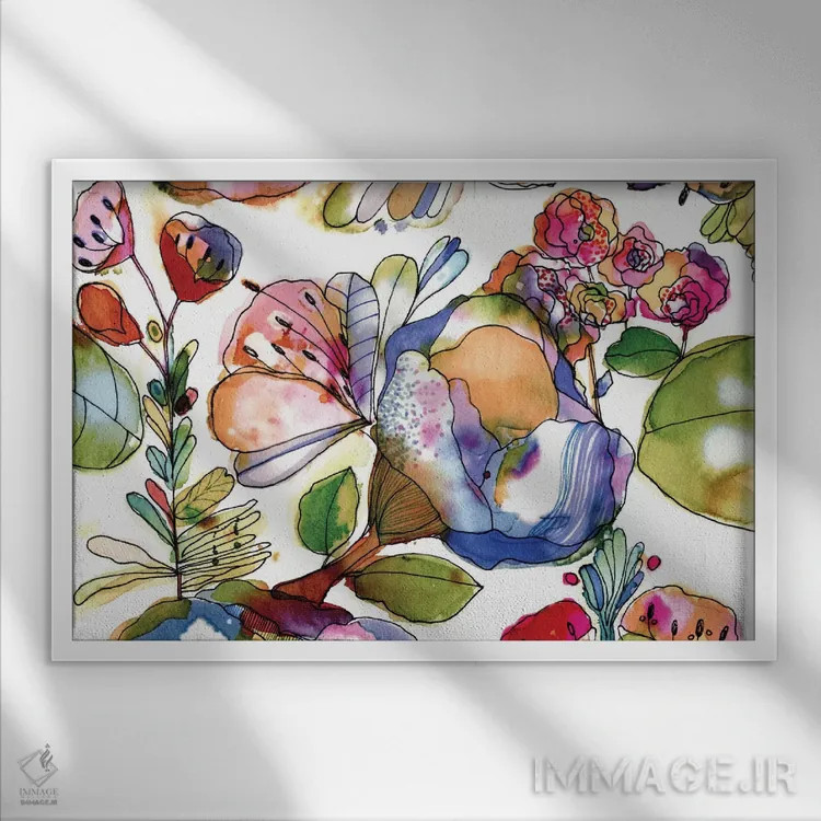 تابلو شکوفههای پاستلی اثر کایِنا بلانکا - نمای قابدار سفید