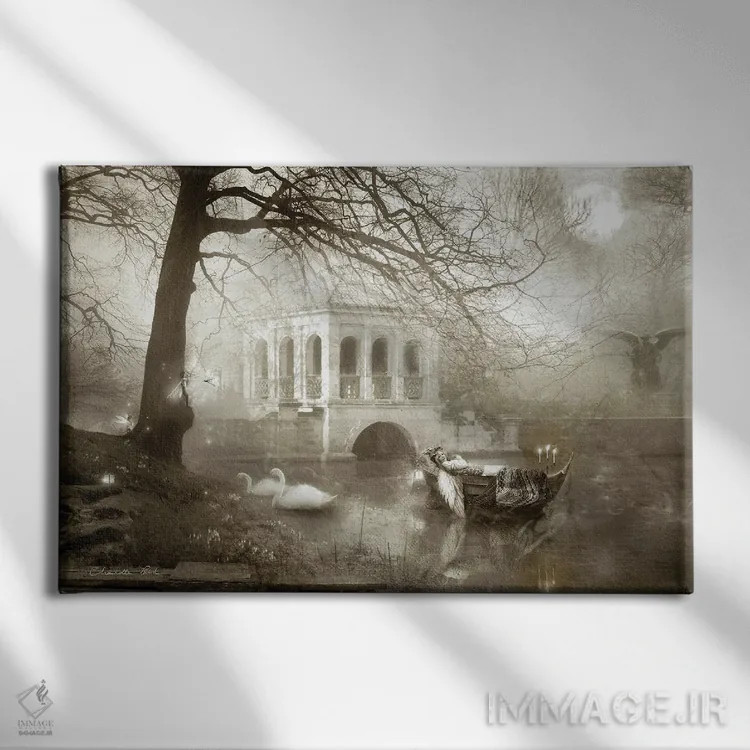 تابلو فرشتهٔ دریاچه ماه اثر شارلوت بیرد - نمای روبهرو روی دیوار