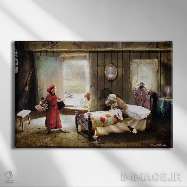 تابلو شنلقرمزی اثر شارلوت بیرد - نمای روبهرو روی دیوار