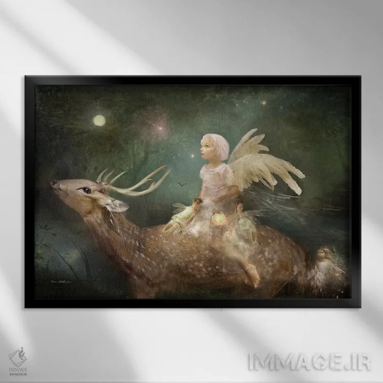 تابلو فرستادهٔ آسمانی اثر شارلوت بیرد - نمای قابدار مشکی