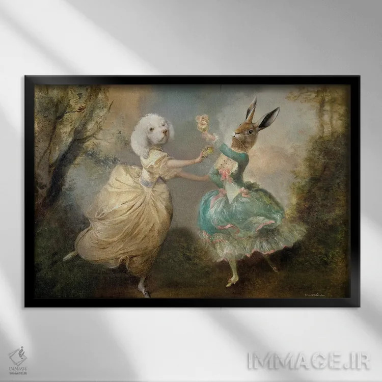 تابلو دیدار شاد اثر شارلوت بیرد - نمای قابدار مشکی