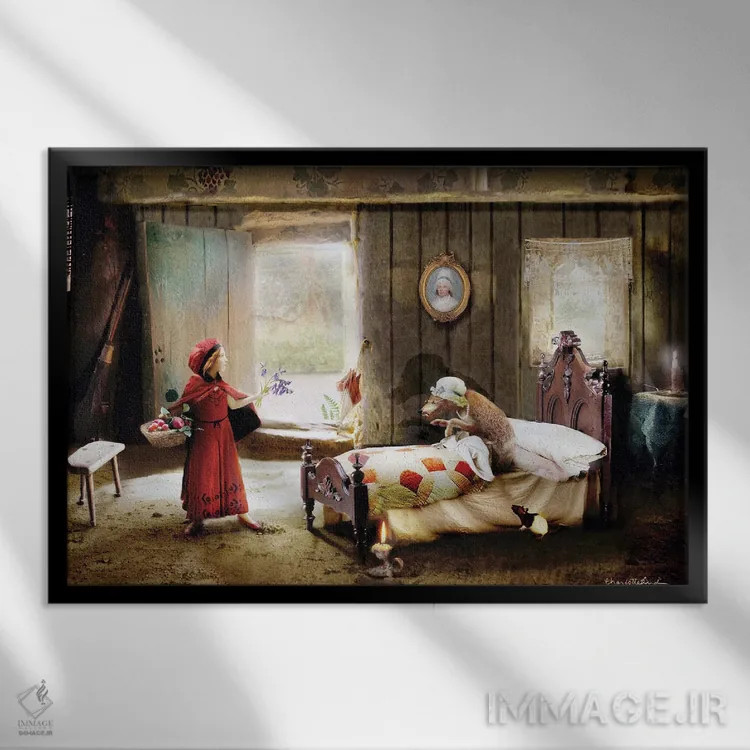 تابلو شنلقرمزی اثر شارلوت بیرد - نمای قابدار مشکی