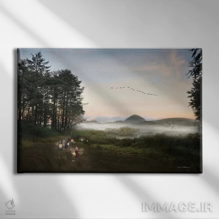 تابلو اینجا پریها هستند (ایرلند) اثر شارلوت بیرد - نمای روبهرو روی دیوار