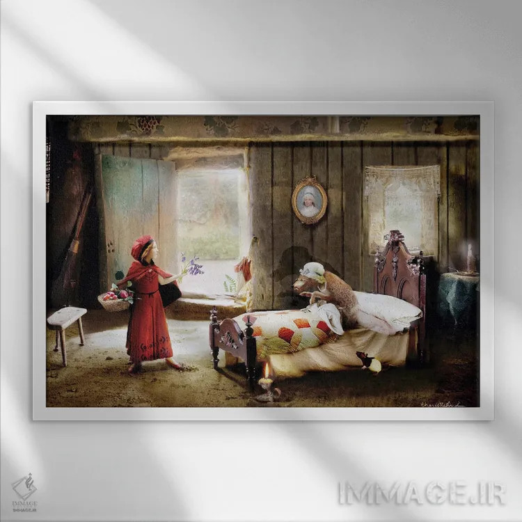 تابلو شنلقرمزی اثر شارلوت بیرد - نمای قابدار سفید