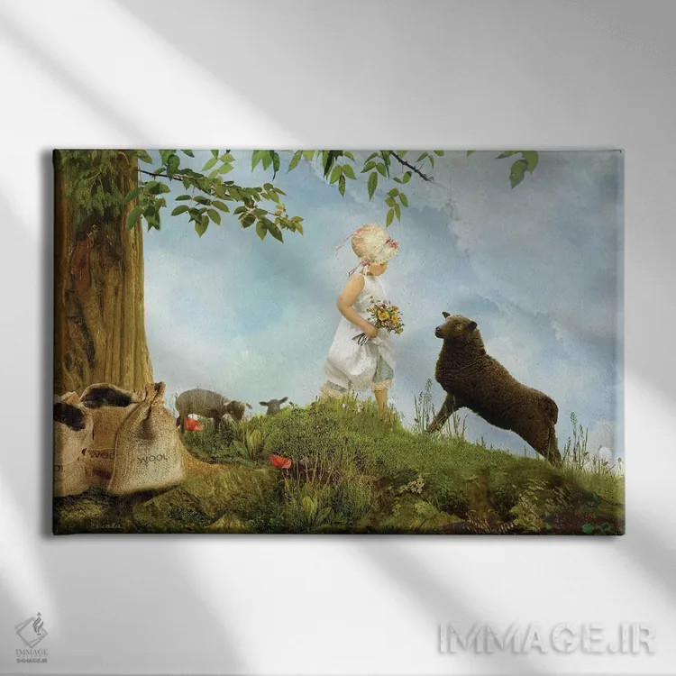 تابلو بع بع گوسفند سیاه (آواز کودکان) اثر شارلوت بیرد - نمای روبهرو روی دیوار