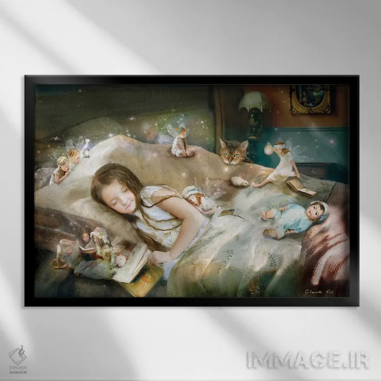 تابلو سرزمین ناد (دنیای خواب) اثر شارلوت بیرد - نمای قابدار مشکی