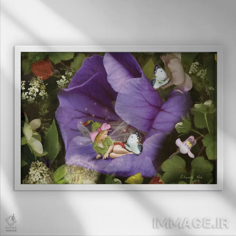 تابلو باغ تابستانی اثر شارلوت بیرد - نمای قابدار سفید