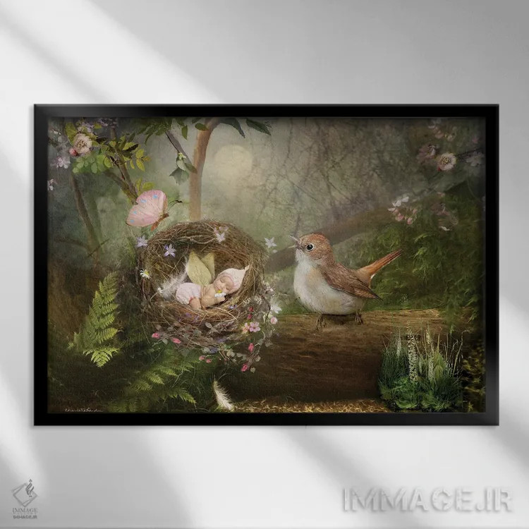 تابلو لالایی اثر شارلوت بیرد - نمای قابدار مشکی