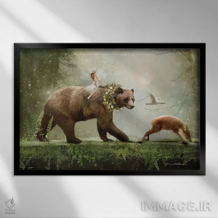 تابلو جادهٔ جنگلی (جزئیات) اثر شارلوت بیرد - نمای قابدار مشکی