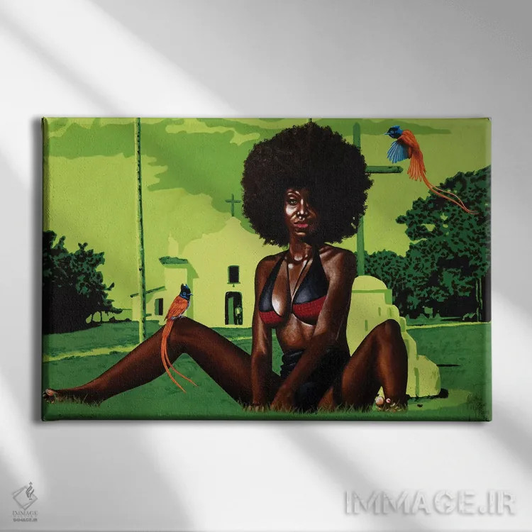 تابلو پرندگان بهشتی اثر کریستین بییر - نمای روبهرو روی دیوار