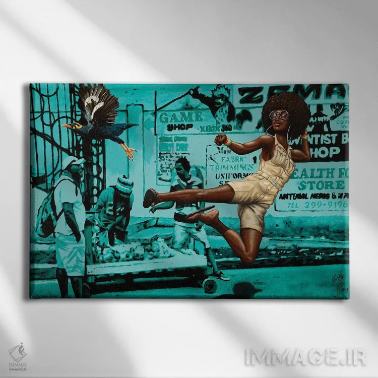 تابلو جونز کمربند سیاه (فیلم/شخصیت) اثر کریستین بییر - نمای روبهرو روی دیوار