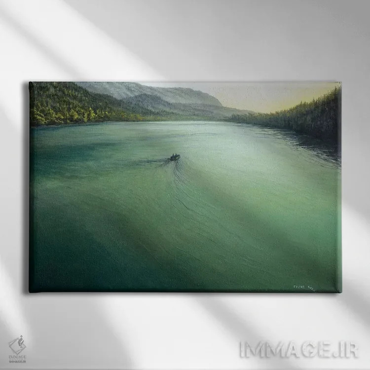 تابلو دریاچهٔ آرام اثر کالر بای فلیکز (نام هنرمند) - نمای روبهرو روی دیوار