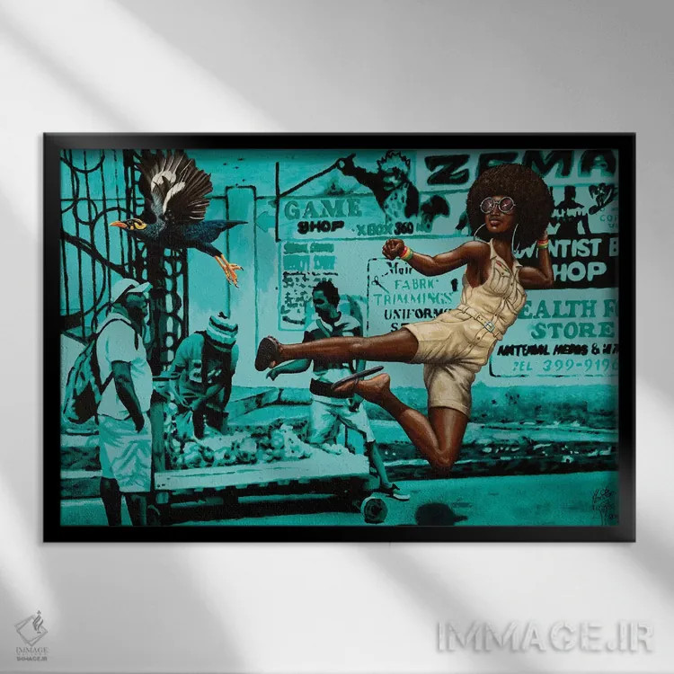 تابلو جونز کمربند سیاه (فیلم/شخصیت) اثر کریستین بییر - نمای قابدار مشکی