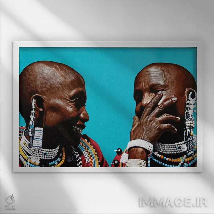 تابلو خواهران روحی اثر کریستین بییر - نمای قابدار سفید