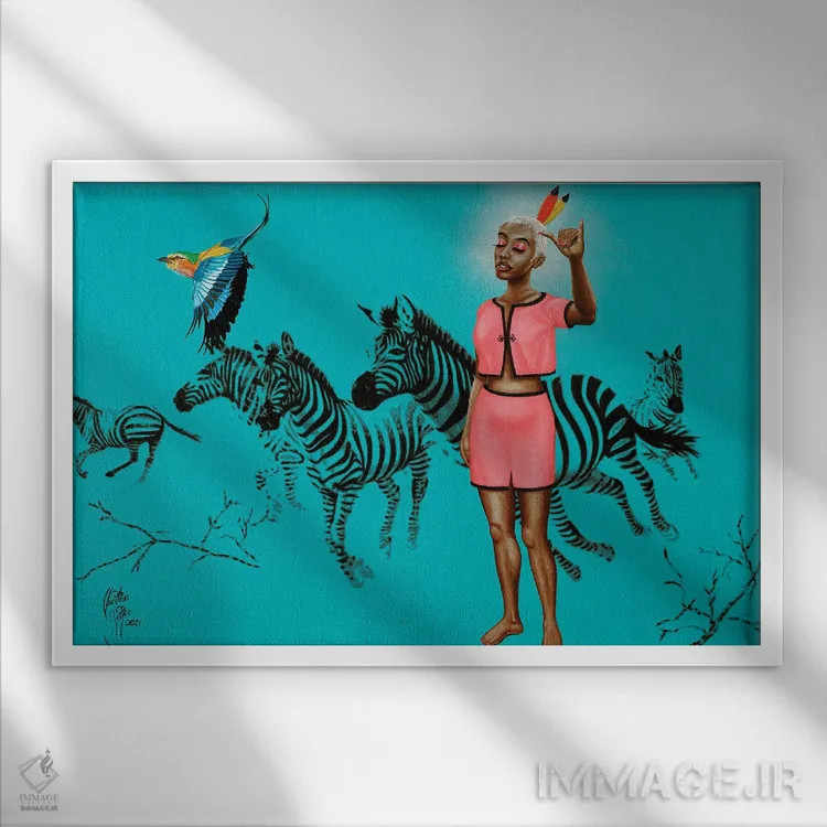 تابلو آرامش خود را حفظ کن اثر کریستین بییر - نمای قابدار سفید