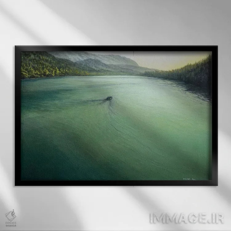 تابلو دریاچهٔ آرام اثر کالر بای فلیکز (نام هنرمند) - نمای قابدار مشکی