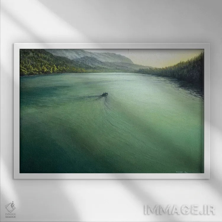 تابلو دریاچهٔ آرام اثر کالر بای فلیکز (نام هنرمند) - نمای قابدار سفید