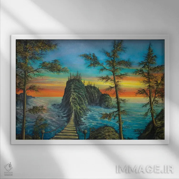 تابلو جزیرهٔ اسرارآمیز اثر کالر بای فلیکز (نام هنرمند) - نمای قابدار سفید