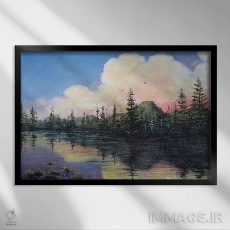 تابلو در فکر شمال غرب اقیانوس آرام (آمریکا) اثر کالر بای فلیکز (نام هنرمند) - نمای قابدار مشکی