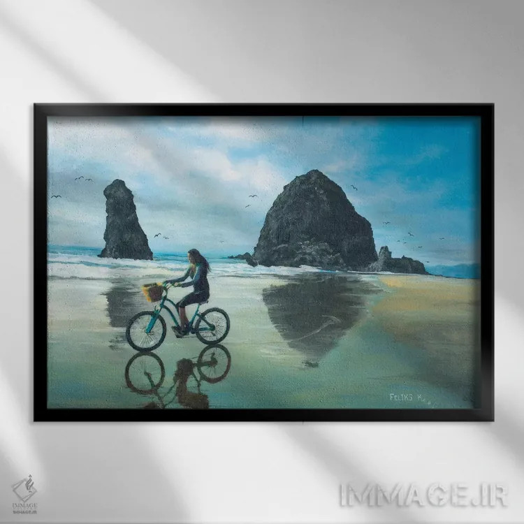 تابلو روزهای آرام در ساحل اثر کالر بای فلیکز (نام هنرمند) - نمای قابدار مشکی