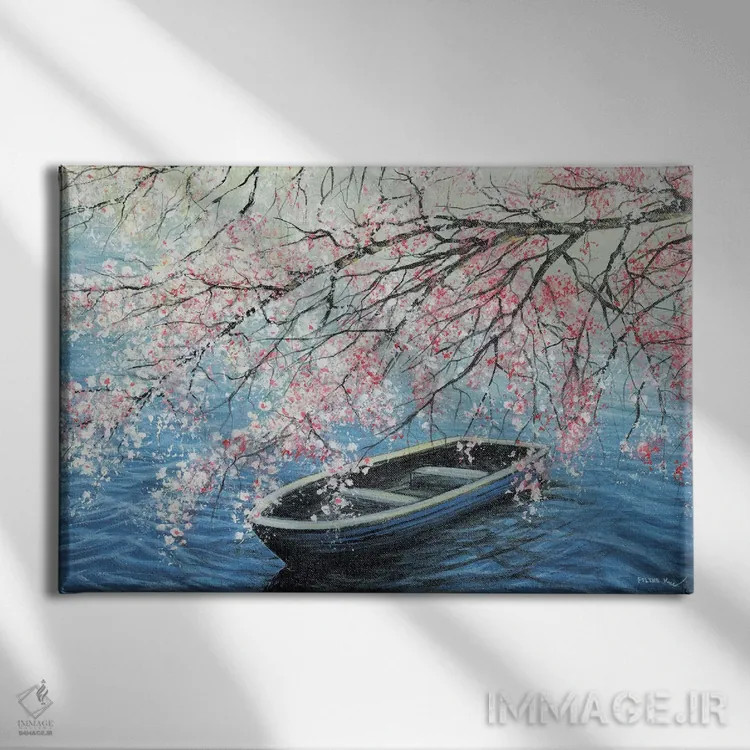 تابلو شکوفههای گیلاس اثر کالر بای فلیکز (نام هنرمند) - نمای روبهرو روی دیوار