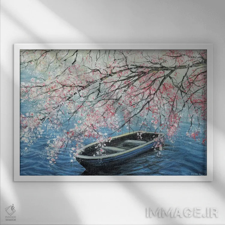 تابلو شکوفههای گیلاس اثر کالر بای فلیکز (نام هنرمند) - نمای قابدار سفید