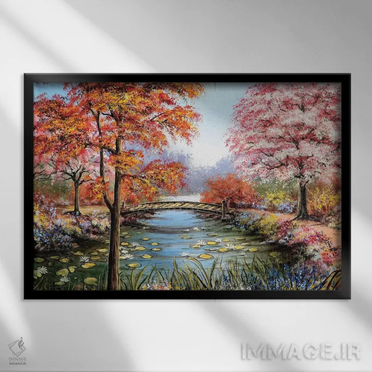 تابلو باغ رنگارنگ اثر کالر بای فلیکز (نام هنرمند) - نمای قابدار مشکی