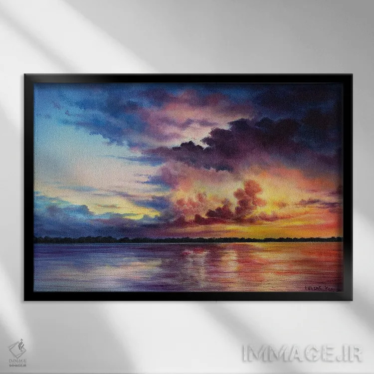 تابلو در انتظارش اثر کالر بای فلیکز (نام هنرمند) - نمای قابدار مشکی