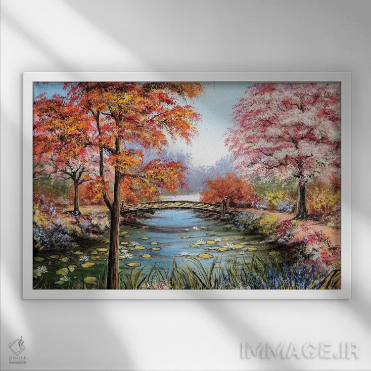 تابلو باغ رنگارنگ اثر کالر بای فلیکز (نام هنرمند) - نمای قابدار سفید