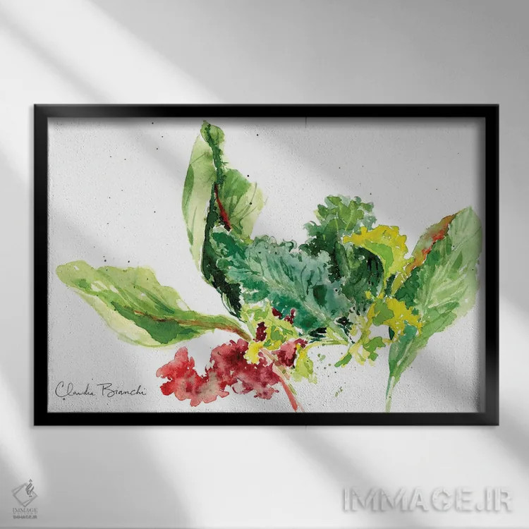 تابلو سبزیهای باغچه اثر کلودیا بیانکی - نمای قابدار مشکی