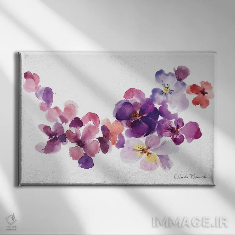 تابلو جشن بنفشهها اثر کلودیا بیانکی - نمای روبهرو روی دیوار