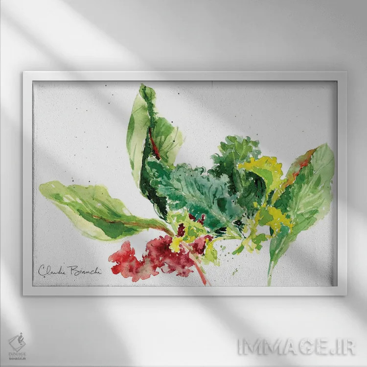 تابلو سبزیهای باغچه اثر کلودیا بیانکی - نمای قابدار سفید