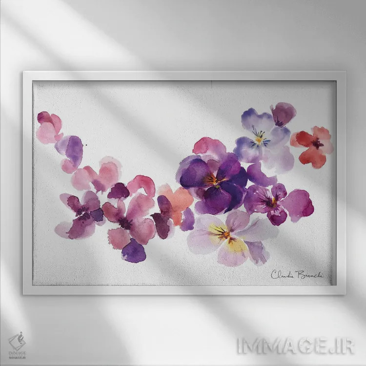 تابلو جشن بنفشهها اثر کلودیا بیانکی - نمای قابدار سفید