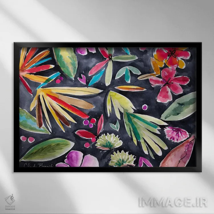 تابلو کاکتوس ۲ اثر کلودیا بیانکی - نمای قابدار مشکی